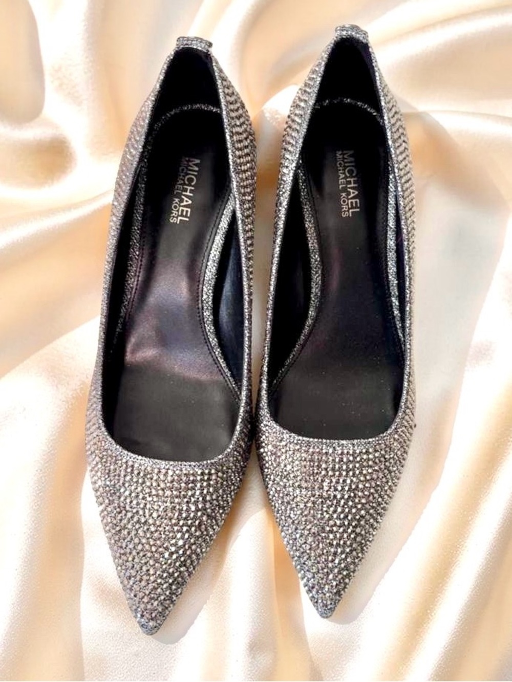 Michael Kors Alina Flex Gunmetal,Heels, Pumps, individual dazzling rhinestone’s - Picture 3 of 12
